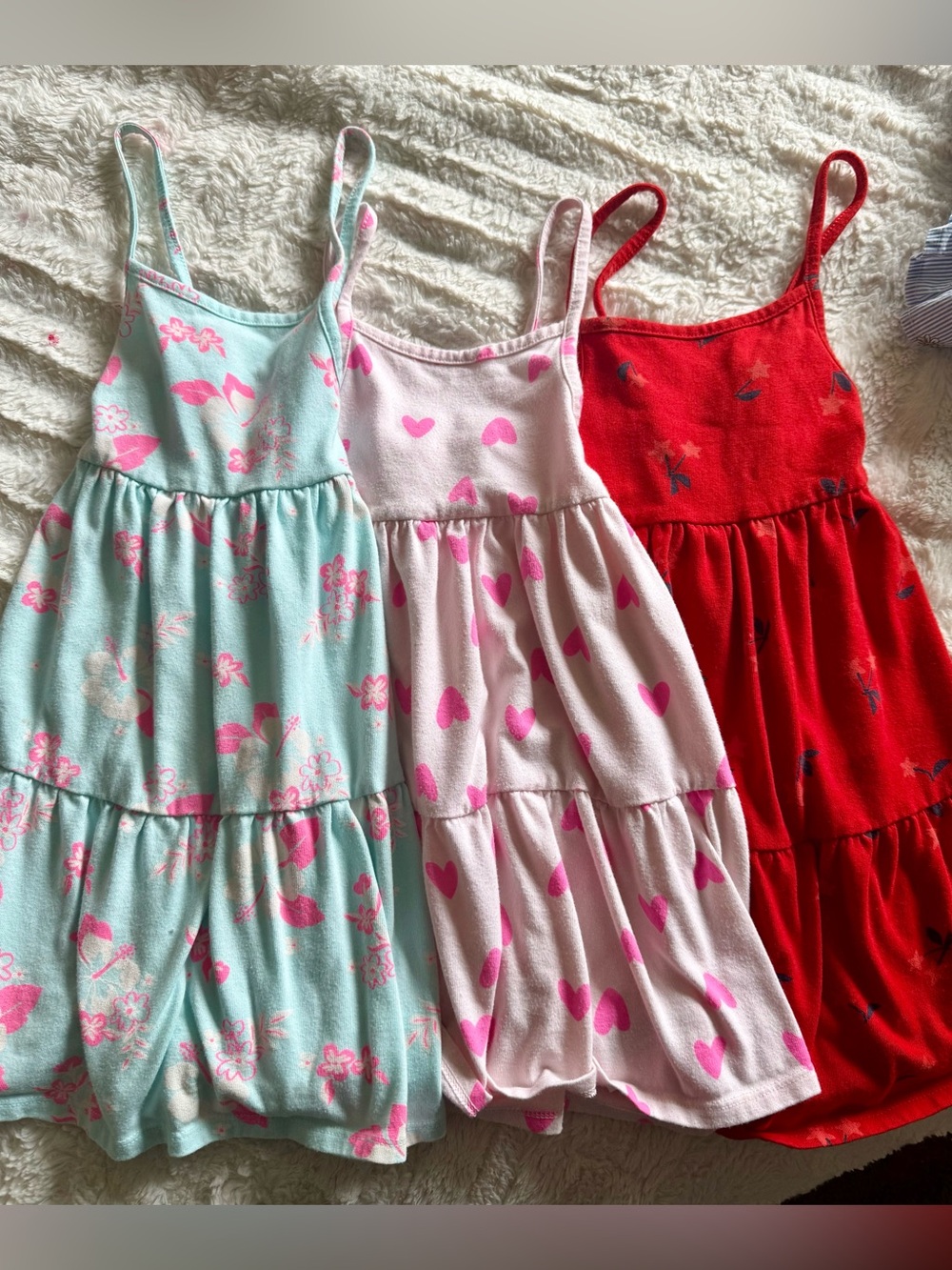 Girls' Tiered Sundress Bundle - Mint, Pink, Red (Set of 3) Cat &Jack